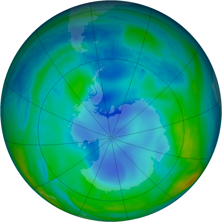 Antarctic ozone map for 07 June 2000